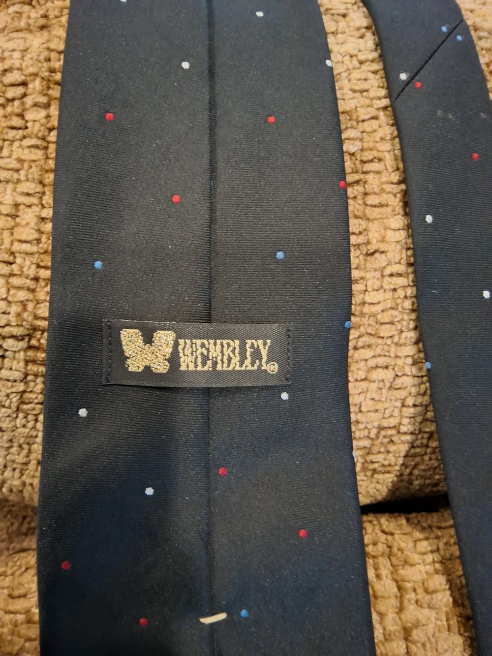 Wembley Black Tie with Red, White & Blue Microdots